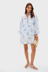 Forget Me Not Floral Cotton Linen Mini Maryse Caftan